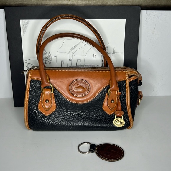 Dooney & Bourke Handbags - Vintage Dooney & Bourke Leather Satchel  Handbag.Brown/ Blue Pebble Leather